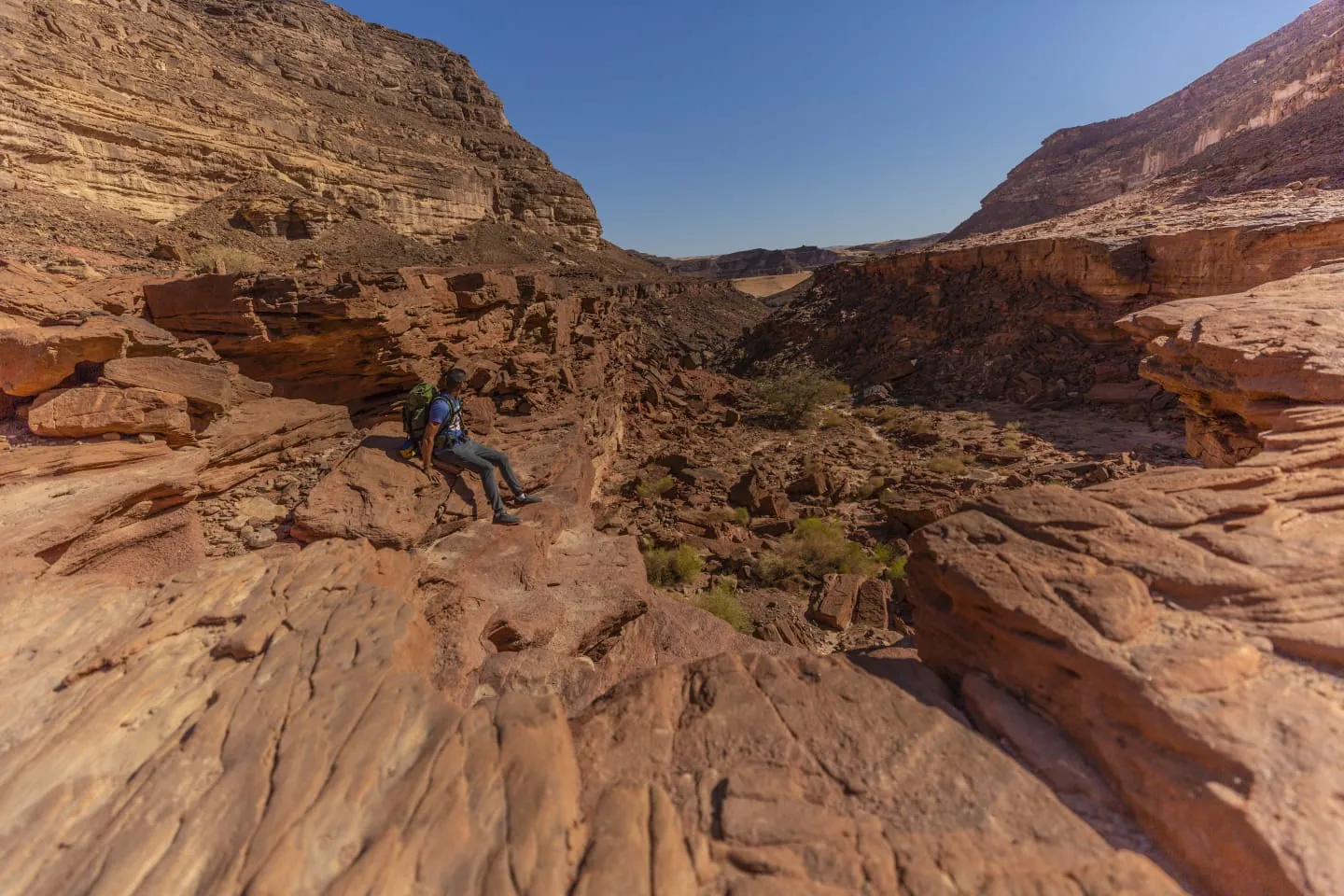 Inside a coloured sandstone canyon in South Sinai