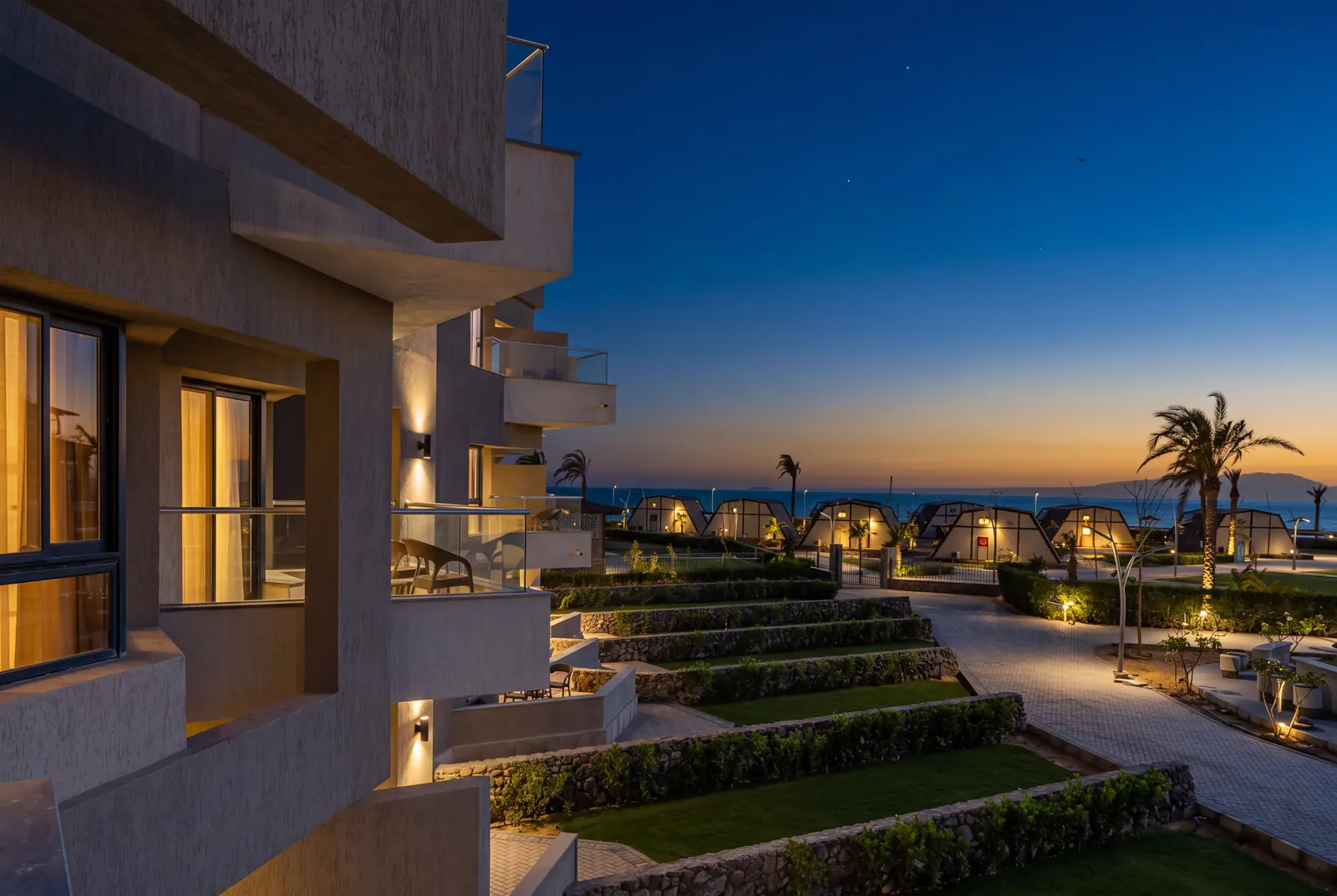 Matarma Beach Residence — Balcony Nightfall