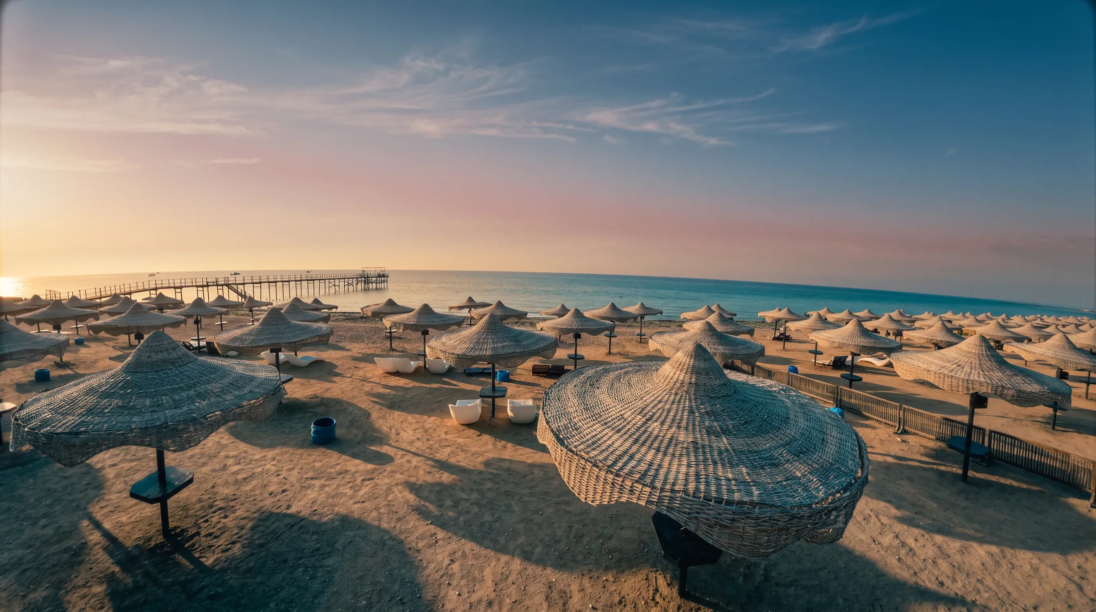 Matarma Beach Residence — Beach Parasols Dusk